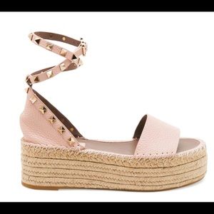 Valentino Pink Rockstud Espadrille Sandals